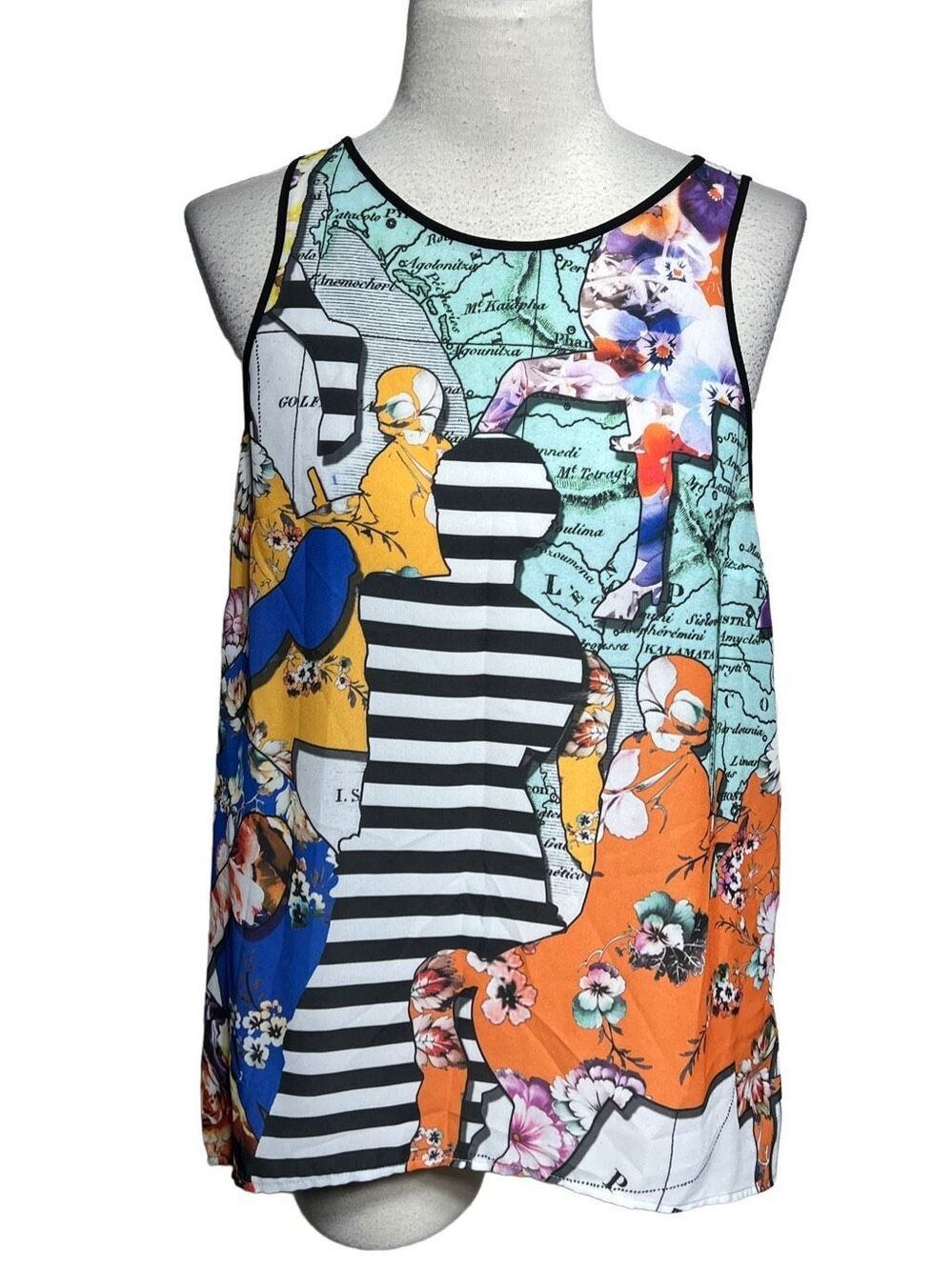 Clover Canyon Multicolor Floral Swing Criss Cross Tank Size Small